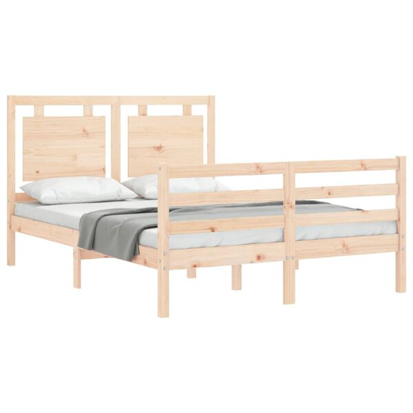 vidaXL Massivholzbett mit Kopfteil 140x200 cm