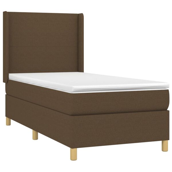 vidaXL Boxspringbett mit Matratze & LED Dunkelbraun 80x200 cm Stoff