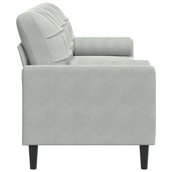 vidaXL Sofa 3-Sitzer mit Zierkissen Hellgrau 210 cm Samt