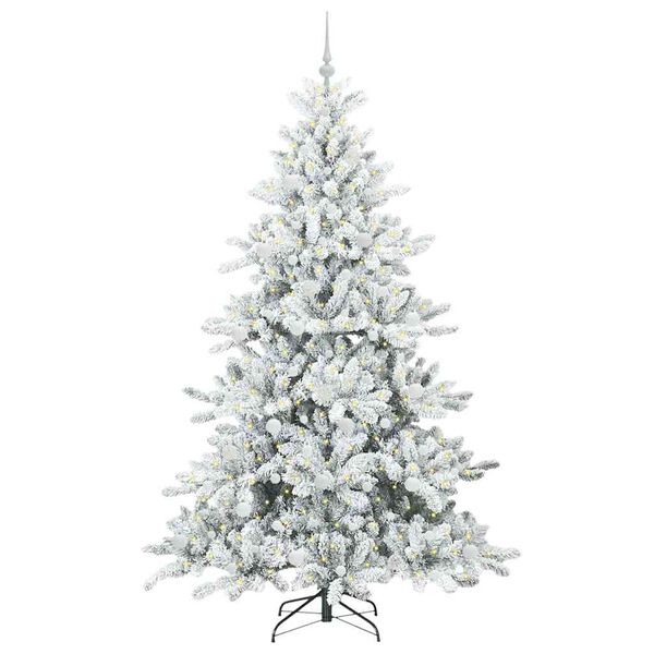 vidaXL K&uuml;nstlicher klappbarer Weihnachtsbaum Wei&szlig; 210 cm PVC und Stahl