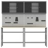 vidaXL Werkbank-Set 8 pcs Schwarz und Grau Pulverbeschichteter Stahl