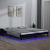 vidaXL Massivholzbett mit LEDs Schwarz 135x190 cm