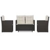vidaXL 4-tlg. Garten-Lounge-Set mit Kissen Poly Rattan Schwarz