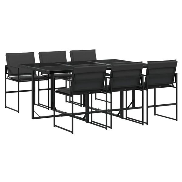 vidaXL 7-tlg. Garten-Essgruppe mit Kissen Schwarz Textilene