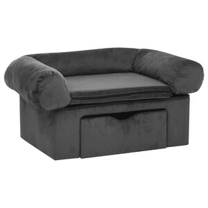 vidaXL Hundesofa mit Schublade Dunkelgrau 75x50x38 cm Pl&uuml;sch
