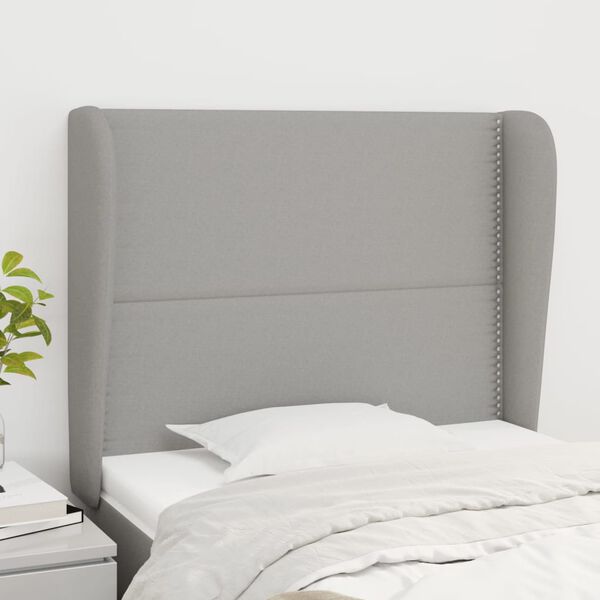 vidaXL Kopfteil mit Ohren Hellgrau 103x23x118/128 cm Stoff