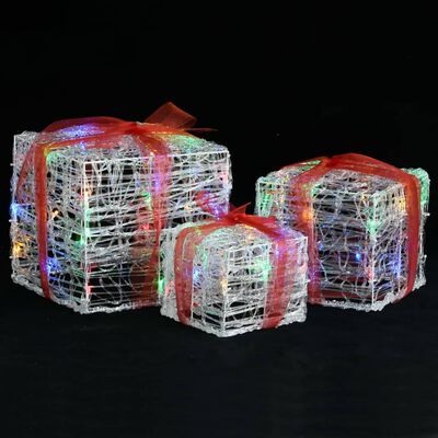 vidaXL LED-Geschenkboxen 3 Stk. Weihnachtsdekoration Mehrfarbig
