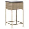 vidaXL Garten-Barhocker mit Kissen 2 Stk. Beige Poly Rattan