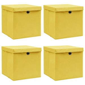 vidaXL Aufbewahrungsboxen mit Deckeln 4 Stk. Gelb 32x32x32 cm Stoff