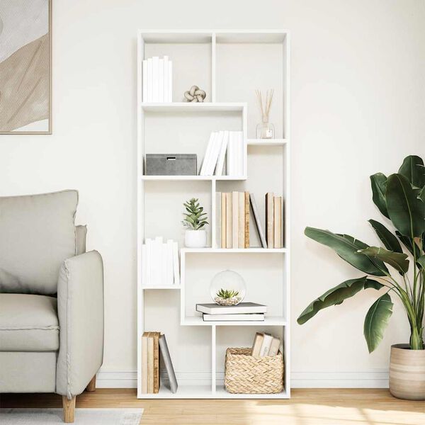 vidaXL Raumteiler-B&uuml;cherregal Wei&szlig; 67x25x161,5 cm Holzwerkstoff