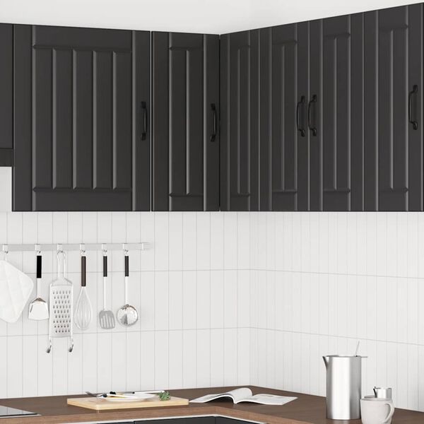vidaXL K&uuml;chen-Eckh&auml;ngeschrank Lucca Schwarz Holzwerkstoff