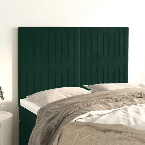 vidaXL Kopfteil Dunkelgr&uuml;n 144x5x118/128 cm Samt