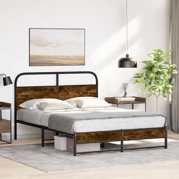 vidaXL Bettgestell ohne Matratze 120x190 cm R&auml;uchereiche Holzwerkstoff