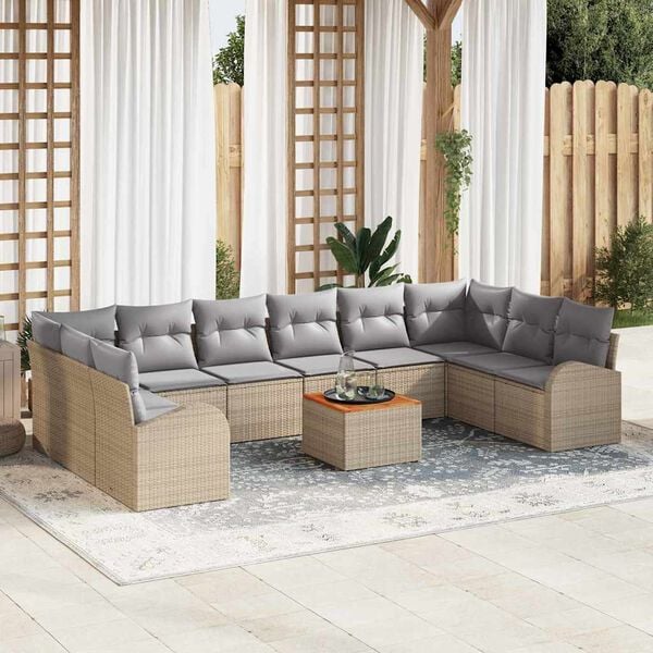vidaXL Garten-Sofa-Set 11 pcs Beige und Hellgrau