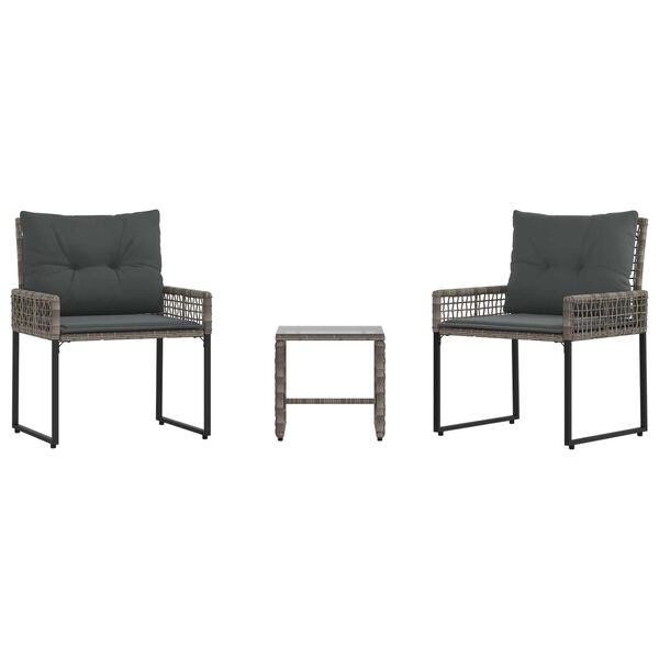 vidaXL Gartenm&ouml;bel-Set mit Kissen 3 pcs Grau