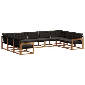 vidaXL Outdoor-Sofagarnitur mit Kissen 9 pcs Nat&uuml;rlich und Schwarz
