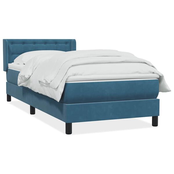 vidaXL Boxspringbett mit Matratze Dunkelblau 100x210 cm Samt