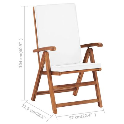 vidaXL Garten-Liegestühle 2 Stk. mit Auflagen Massivholz Teak