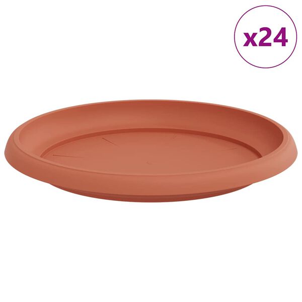 vidaXL Runde Blumenplatte 24 pcs Ziegelrot &Oslash; 21,5 x 2,5 cm Kunststoff