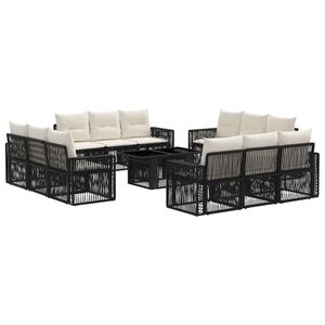 vidaXL Gartensofa-set 13 stk. Schwarz und Cremewei&szlig; Poly-Rattan