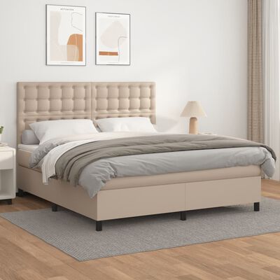 vidaXL Boxspringbett Matratze Cappuccino-Braun 160x200 cm Kunstleder