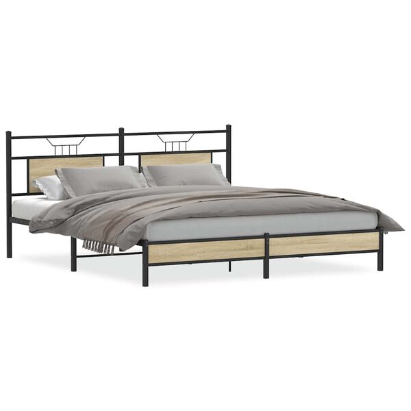 vidaXL Bettgestell ohne Matratze Sonoma-Eiche 160x200 cm Holzwerkstoff