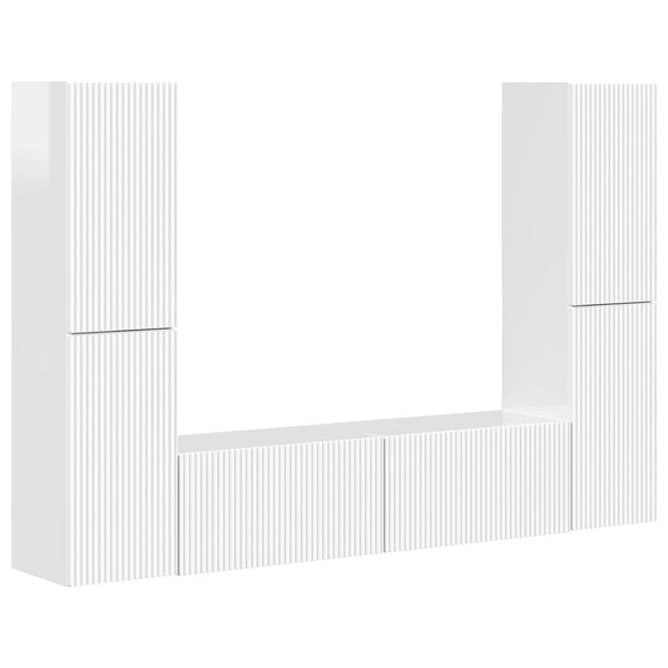 vidaXL TV-Schrankset 6 pcs Hochglanz Wei&szlig; Holzwerkstoff