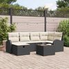 vidaXL Sofa Set mit Kissen 7 pcs Schwarz und Creme Poly-Rattan