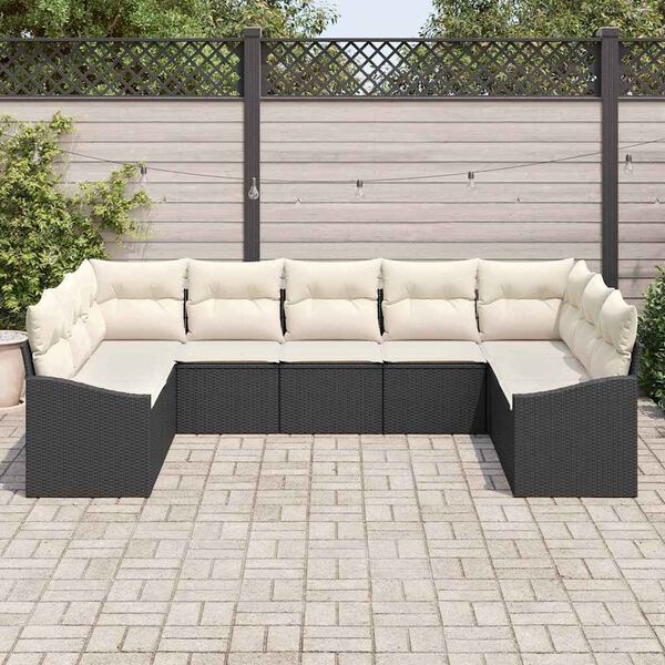 vidaXL Garten-Sofa-Set 9 pcs Schwarz Poly Rattan