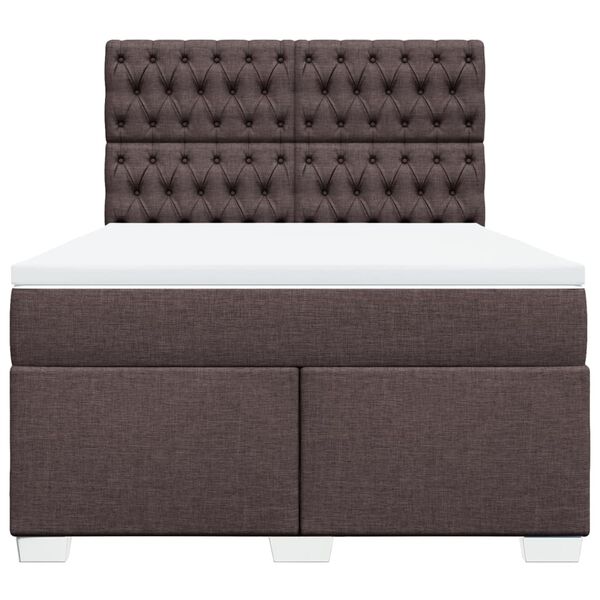 vidaXL Boxspringbett mit Matratze Dunkelbraun 140x190 cm Stoff
