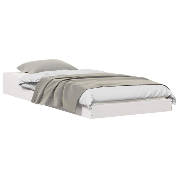 vidaXL Bettrahmen Weiß 90 x 190 cm Massives Kiefernholz