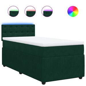 vidaXL Boxspringbett mit Matratze Dunkelgr&uuml;n 100x200 cm Samt
