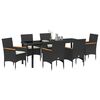 vidaXL Garten Essgruppe mit Kissen 7 pcs Schwarz Poly-Rattan