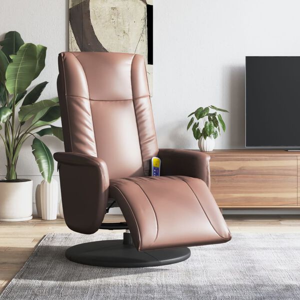 vidaXL Massagesessel mit Fu&szlig;teil Braun Kunstleder