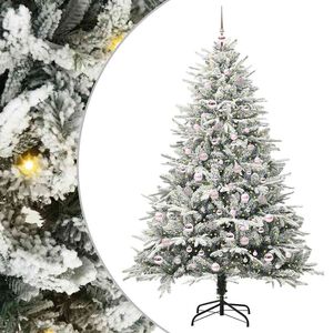 vidaXL K&uuml;nstlicher vorbeleuchteter Weihnachtsbaum mit Kugelset Gr&uuml;n