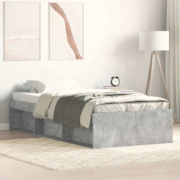 vidaXL Bettgestell Betongrau 75x190 cm