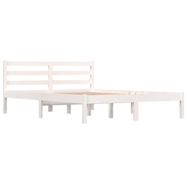 vidaXL Massivholzbett Kiefer 135x190 cm Wei&szlig;