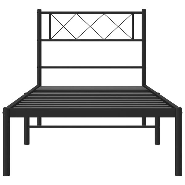 vidaXL Bettgestell mit Kopfteil Metall Schwarz 75x190 cm