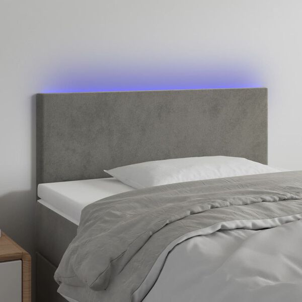 vidaXL LED Kopfteil Hellgrau 90x5x78/88 cm Samt