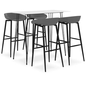 vidaXL 5-tlg. Bar-Set Wei&szlig; und Grau