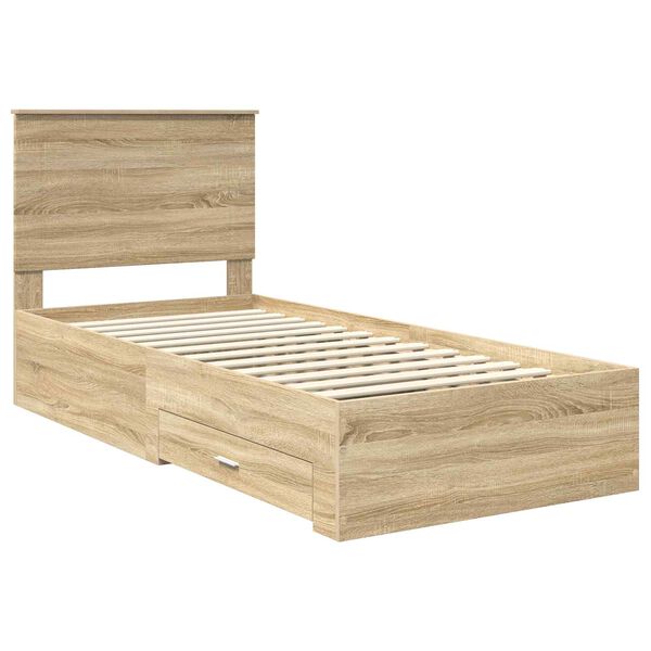 vidaXL Bettrahmen mit Kopfteil Sonoma-Eiche 90 x 200 cm Holzwerkstoff