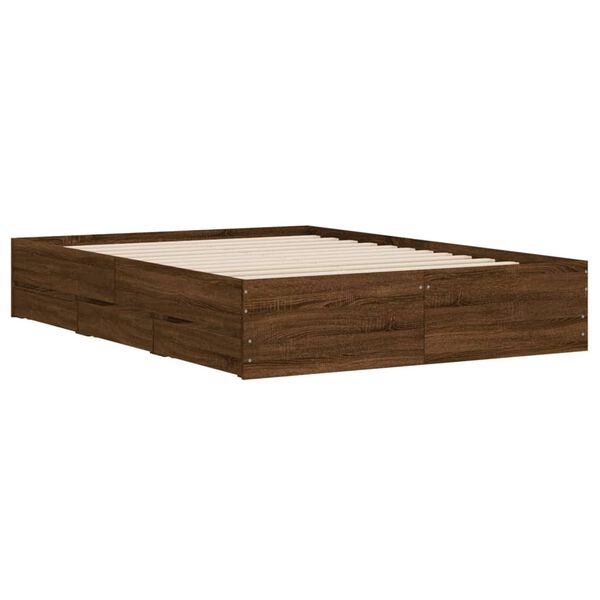 vidaXL Bettgestell mit Schubladen Braun Eichen-Optik 135x190 cm