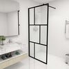 vidaXL Duschwand f&uuml;r Begehbare Duschen mit Hartglas Schwarz 90x195 cm