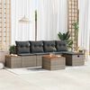 vidaXL Garten-Sofa-Set mit Kissen mit Speicher 6 pcs Grau Poly-Rattan