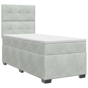 vidaXL Boxspringbett mit Matratze Hellgrau 80 x 200 cm Samt