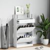 vidaXL Schuhschrank mit Schubfach und oberem Glasregal Holz Wei&szlig;