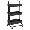 vidaXL K&uuml;chenwagen 3 Etagen Schwarz 42x35x85 cm Eisen und ABS
