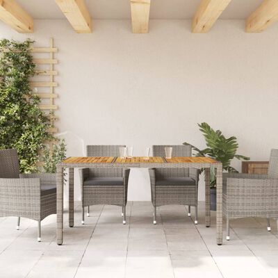 vidaXL Gartentisch 150x90x75 cm Akazienholz und Poly Rattan Grau