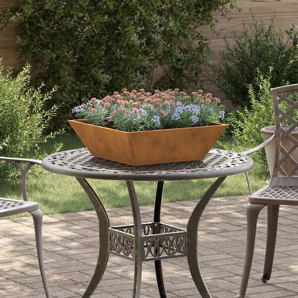 vidaXL Garten-Pflanzgef&auml;&szlig; Rostig 50 x 50 x 15 cm Wetterfeststahl