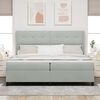 vidaXL Boxspringbett mit Matratze mit LED Hellgrau 200 x 200 cm Samt